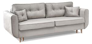 Skandynawska sofa rozkładana blink szara welurowa na bukowych nóżkach