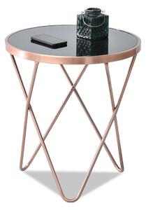 Elegancki wysoki stolik amin s miedziany z metalu i czarnego szkła