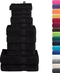12-częściowy zestaw ręczników premium SOLUND, czarny, 600 g/cm²