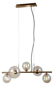 Canello PND-406007-5-HBR lampa wisząca klosze kule szkło amber 5xG9 wykończenie mosiądz miodowy