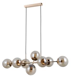 Molite PND-1098-8-GD lampa wisząca złota z bursztynowymi kloszami 8xE14