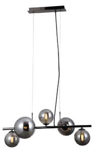 Canello PND-406007-5A-BCR lampa wisząca klosze kule szkło dymione 5xG9 wykończenie czarny chrom