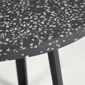 Czarny stół ogrodowy z kamiennym blatem Kave Home Tella, ø 70 cm