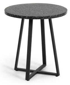 Czarny stół ogrodowy z kamiennym blatem Kave Home Tella, ø 70 cm