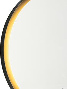 Nowoczesne lustro łazienkowe czarne z diodami LED i dotykowym ściemniaczem - Pim Oswietlenie wewnetrzne