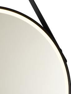 Nowoczesne lustro łazienkowe czarne z diodami LED i dotykowym ściemniaczem - Pien Oswietlenie wewnetrzne