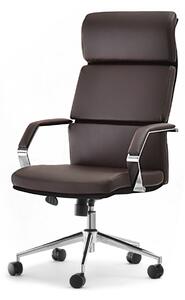 Elegancki fotel biurowy gabinetowy bond brązowy z metalu i skóry