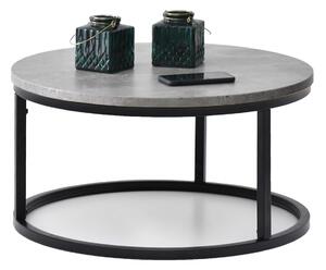 Mały okrągły stolik kawowy kodia s betonowy z czarną nogą