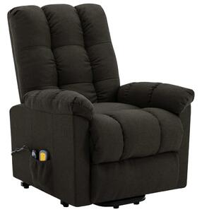 Podnoszony fotel masujący, ciemnobrązowy, obity tkaniną