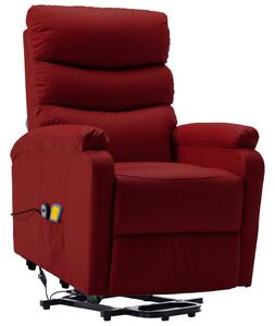 Podnoszony fotel masujący, winna czerwień, sztuczna skóra