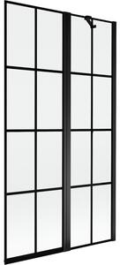 Mexen Mist parawan nawannowy 2-skrzydłowy prawy 100 x 150 cm, czarna kratka, czarny - 8A9-100-011-70-77-P