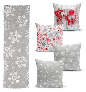 Zestaw 4 świątecznych poszewek na poduszki i bieżnika Minimalist Cushion Covers Snowflakes