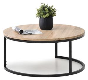 Designerski okrągły stolik kodia xl sonoma na czarnej nodze ze stali