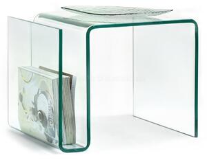 Wielofunkcyjny stolik szklany przezroczysty capri gięty gazetownik