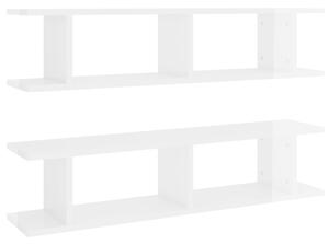 Półki ścienne, 2 szt., białe, wysoki połysk, 90x18x20 cm, płyta