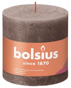 Bolsius Rustykalne świece pieńkowe Shine, 3 szt., 100x100 mm, taupe