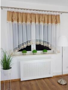 Firana gotowa 400x160 cm z brÄ zowymi kokardkami i haftem