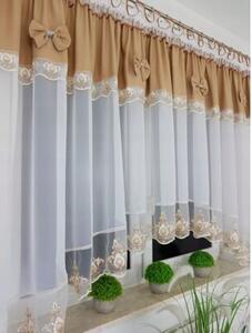 Firana gotowa 400x160 cm z brÄ zowymi kokardkami i haftem