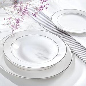 Talerz AMBITION Aura Silver 23 cm Biało-srebrny