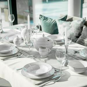 Talerz AMBITION Aura Silver 23 cm Biało-srebrny
