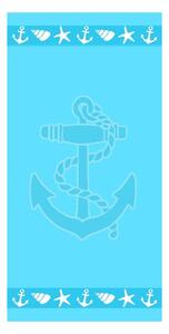 Niebieski bawełniany ręcznik plażowy frotte 70x140 cm Anchor – B.E.S