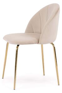 EMWOmeble Krzesło tapicerowane THDC015-1 beżowy welur/złote nogi