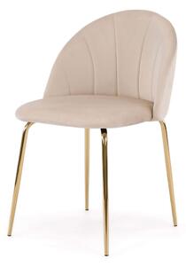 MebleMWM Krzesło tapicerowane THDC015-1 beżowy welur noga złota