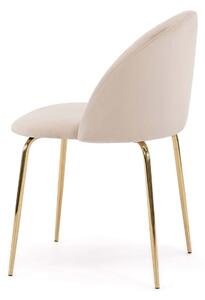 MebleMWM Krzesło tapicerowane THDC015-1 | Welur | Beżowy | Złota noga | Outlet