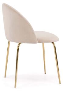 MebleMWM Krzesło tapicerowane THDC015-1 beżowy welur noga złota