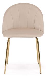EMWOmeble Krzesło tapicerowane THDC015-1 beżowy welur/złote nogi