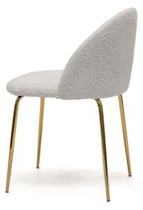 MebleMWM Krzesło tapicerowane THDC015-1 biały baranek noga złota