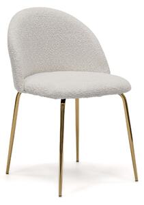 MebleMWM Krzesło tapicerowane THDC015-1 biały baranek noga złota
