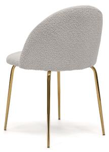 EMWOmeble Krzesło tapicerowane THDC015-1 biały boucle/złote nogi
