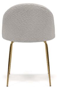 EMWOmeble Krzesło tapicerowane THDC015-1 biały boucle/złote nogi