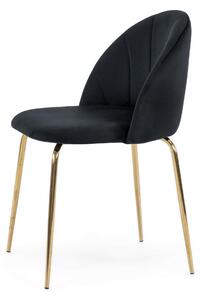 MebleMWM Krzesło tapicerowane THDC015-1 czarny welur noga złota