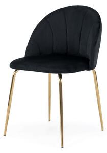EMWOmeble Krzesło tapicerowane THDC015-1 czarny welur/złote nogi