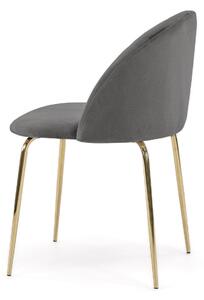 EMWOmeble Krzesło tapicerowane THDC015-1 szary welur/złote nogi