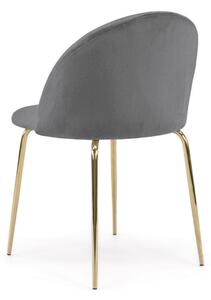 MebleMWM Krzesło tapicerowane THDC015-1 szary welur noga złota