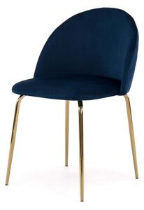 MebleMWM Krzesło tapicerowane THDC015-2 granatowy welur noga złota
