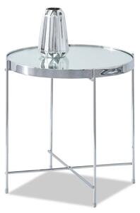 Mały lustrzany stolik kawowy ibia s srebrny chrom okrągły w stylu glamour