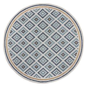 Żółto-niebieski okrągły dywan odpowiedni na zewnątrz ø 160 cm Zia Trellis – Flair Rugs