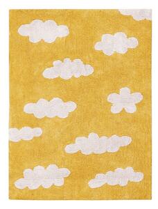 Musztardowy bawełniany dywan dziecięcy tkany ręcznie odpowiedni do prania 120x160 cm Clouds Mustard – Lorena Canals