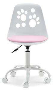 Fotel obrotowy dla dziewczynki foot biały z łapkami i różowym miękkim siedziskiem