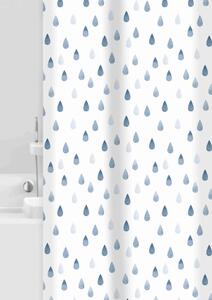 GRUND Zasłona prysznicowa DROPS biało niebieska 180x200 cm