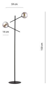 Lampa stojąca podłogowa Emibig 2xE14 40W LINEAR LP2 BLACK/GRAFIT 1167/LP2