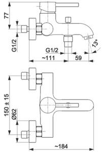 Bateria wannowa natynkowa KFA ARMATURA Moza 5034-010-00 Chrom