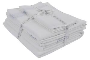Podarunkowy zestaw ręczników AQUA, 5 szt Biały / niebieski haft Zestaw (2szt. ręcznik 33x33cm, 2szt. ręcznik 45x90cm, ręcznik 75x150cm)