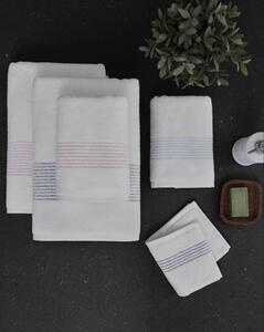 Podarunkowy zestaw ręczników AQUA, 5 szt Biały / niebieski haft Zestaw (2szt. ręcznik 33x33cm, 2szt. ręcznik 45x90cm, ręcznik 75x150cm)