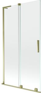 Mexen Velar L parawan nawannowy 2-skrzydłowy rozsuwany 100 x 150 cm, transparent, złoty - 896-100-003-01-50
