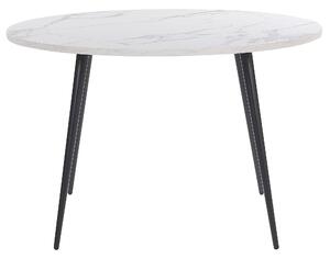 Stół do jadalni efekt marmuru biały 120 cm okrągły czarne metalowe nogi Odeon Beliani